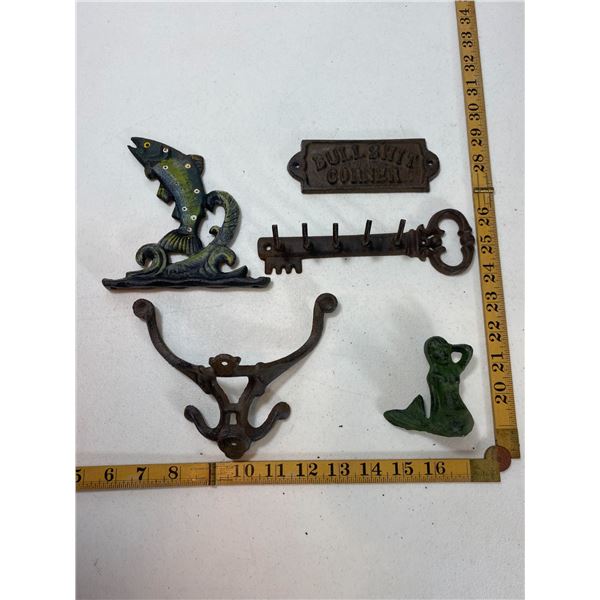 Fish Hook, Key Rack and Mermaid Figure Group