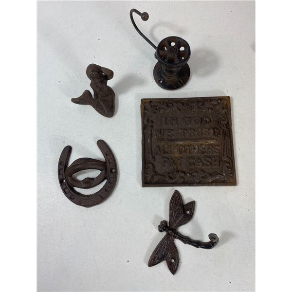 Mermaid Figure and Cast Iron Decor Group