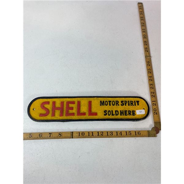 Cast Iron 'Shell Motor Spirit Sold Here' Sign