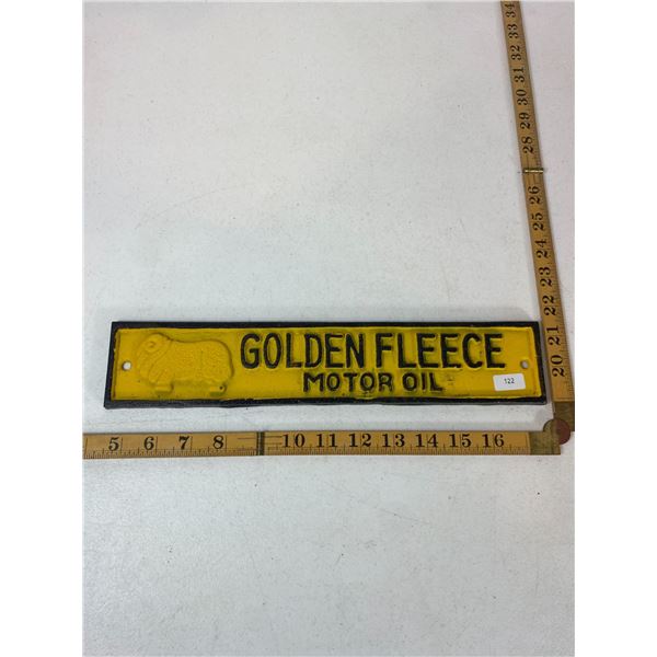 Cast Iron 'Golden Fleece Motor Oil' Sign