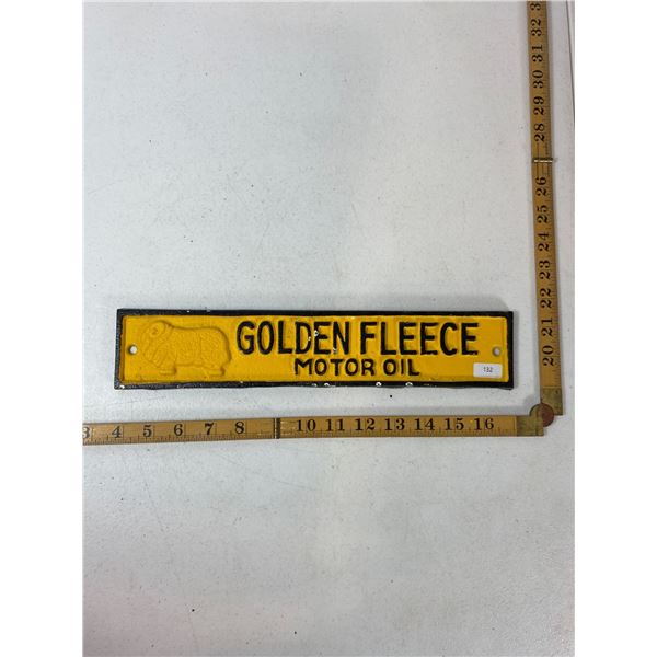 Cast Iron 'Golden Fleece Motor Oil' Sign