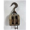 Image 2 : Wood and Metal Double-Pulley Block