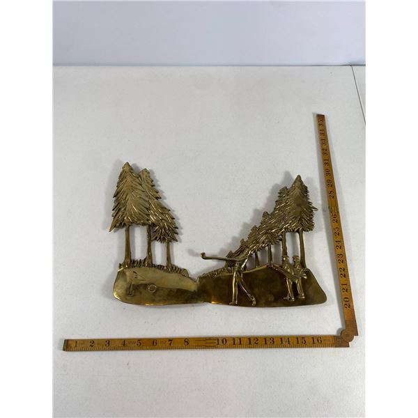 Brass Golfer Scene Wall Plaque