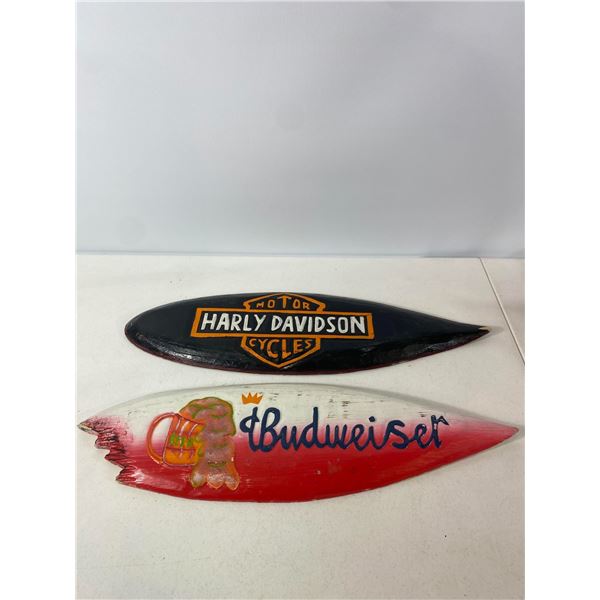 Harley-Davidson & Budweiser Surfboard-Style Wall Signs