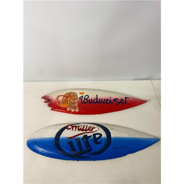 Budweiser & Miller Lite Surfboard-Style Wall Signs