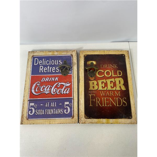 Coca-Cola & Cold Beer Wall-Mount Bottle Opener Signs