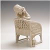 Image 1 : Bisque Porcelain Girl with Cats in Wicker Chair