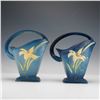 Image 2 : Pair of Roseville Pottery Blue Baskets, Zephyr Lily
