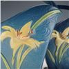 Image 3 : Pair of Roseville Pottery Blue Baskets, Zephyr Lily