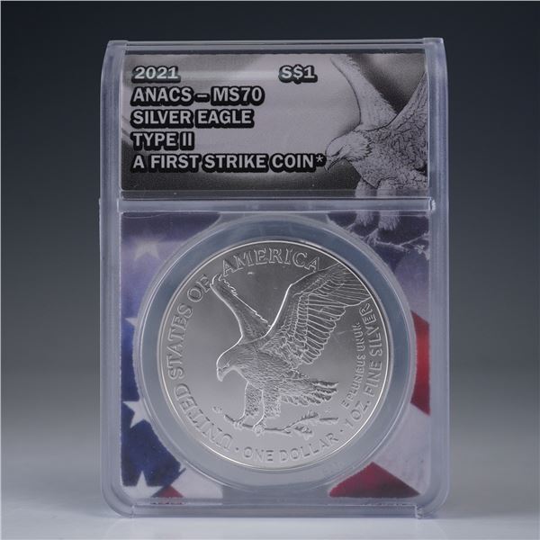 2021 American Silver Eagle Type 2 ANACS MS70