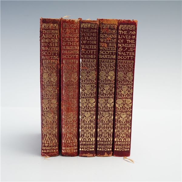 5pc Sir Walter Scott Everymans Library Books, Poems, Plays, and More