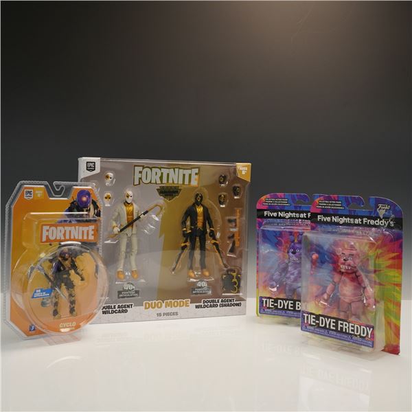 4pc Fortnite and Five Nights at Freddys Action Figure Lot