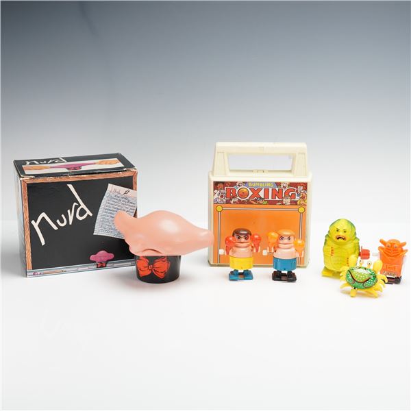 5pc Toy Set, Nurd Stress Toy, Bumbling Boxing Case with Toys, 3 Wind-Ups