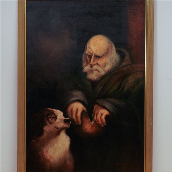 Original Oil on Canvas Painting, Bread For Two, Signed & Dated