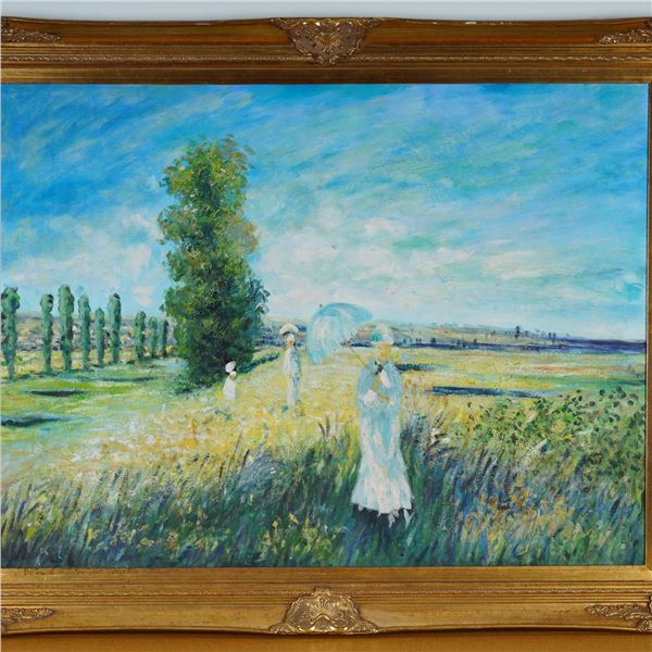 Impressionist Landscape Oil on Canvas Painting in the Style of Claude Monet