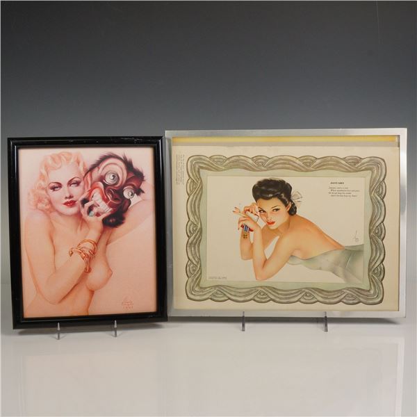2pc Alberto Vargas Beauty & the Beast Print with Varga Girl Jan.Cal.Page
