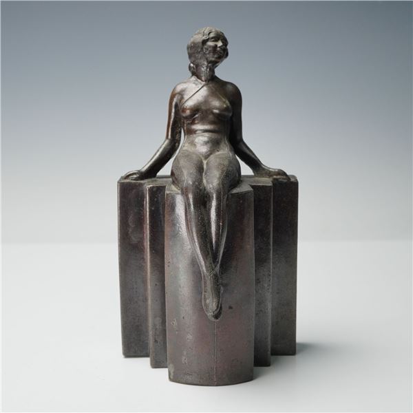 Art Deco Nude Woman Bronze Bookend