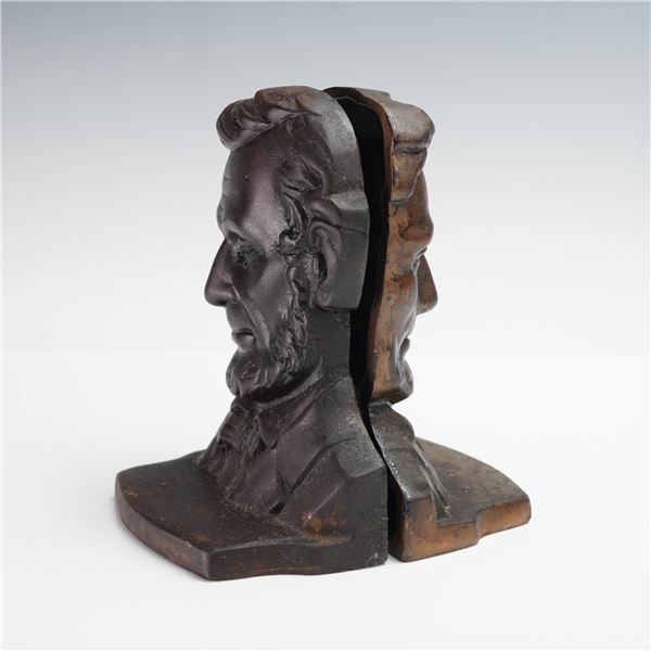 Pair of Cast Bronze Bookends, Abraham Lincoln
