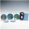 Image 1 : 6pc Wedgwood and Israeli Enameled Metal Dish and Flora Perfume Bottle Set