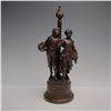Image 1 : Figural Boy and Girl Lamp Sculpture with Central Post, Bronze-Finish