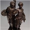 Image 3 : Figural Boy and Girl Lamp Sculpture with Central Post, Bronze-Finish