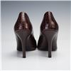 Image 3 : Burberry Heels, Brown Leather Croc Embossed Ladies Shoes