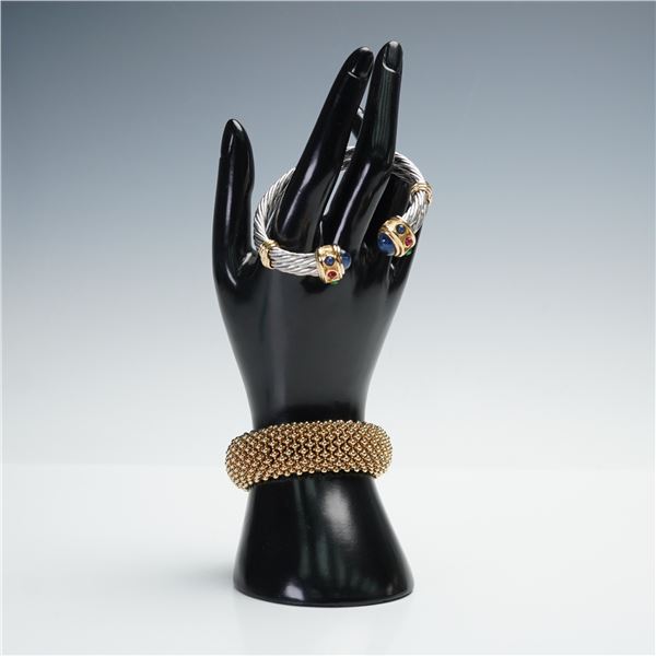 2pc Ivana Trump Silver Plate and Ciner Gold Plated Bracelets