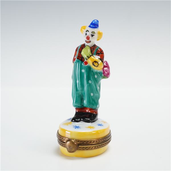 Limoges Porcelain Clown Figurine Treasure Box