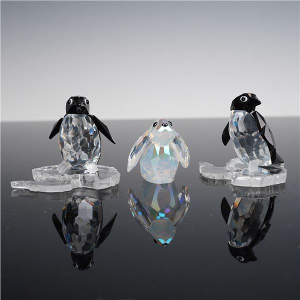 3pc Swarovski Crystal  Penguins and Rabbit Figurines