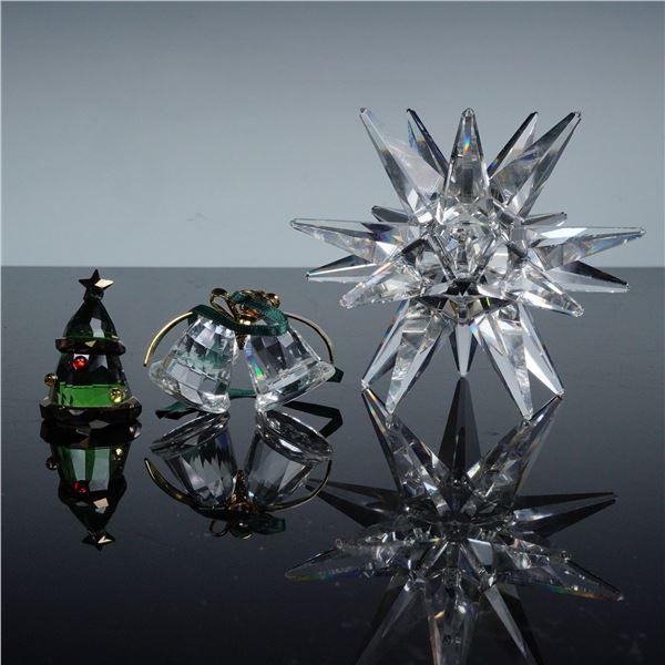 3pc Swarovski Crystal Star Candleholder, Bell Ornament & Christmas Tree
