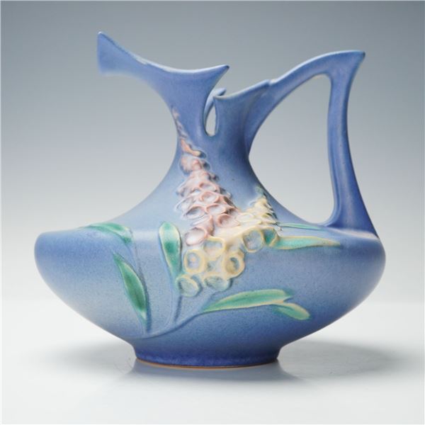 Roseville Pottery Blue Pitcher, Foxglove