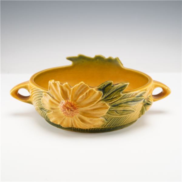 Roseville Pottery Peony Handled Bowl, Sienna Brown