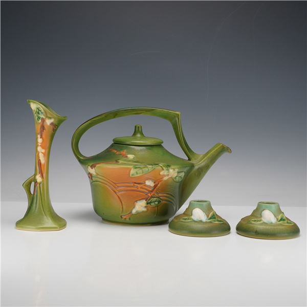 4pc Roseville Pottery Collectibles, Gardenia and Snowberry
