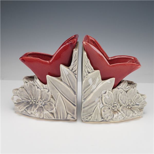 Pair of McCoy Pottery Red Planter Bookends
