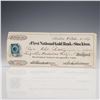 Image 1 : 1877 First National Gold Bank of Stockton Check