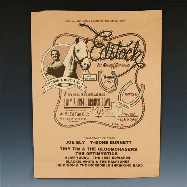 Edstock 1984 1st National Convention Poster Featuring Wilbur & Mister Ed
