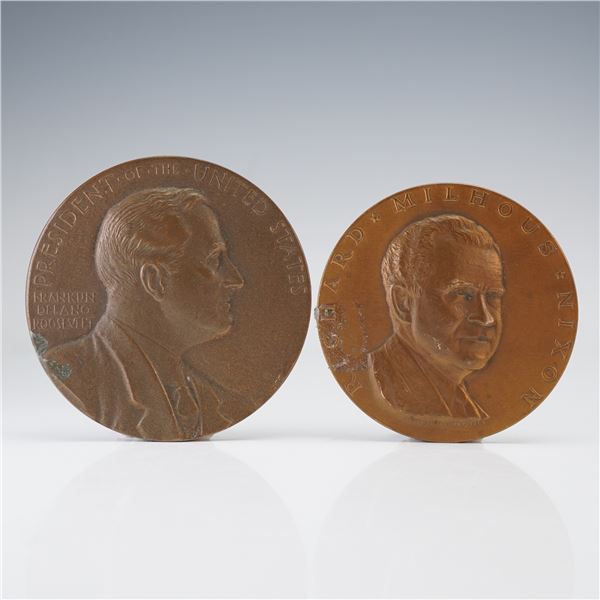 2pc Presidential Medals, Franklin Roosevelt & Richard Nixon