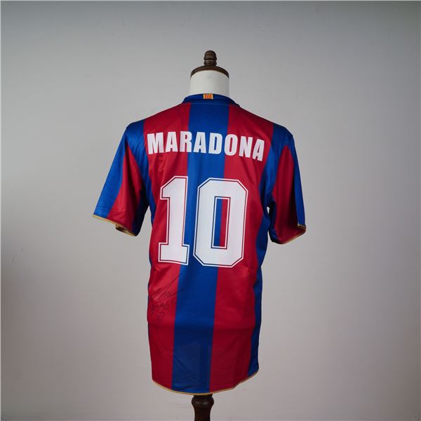 Authentic Diego Maradona Signed FC Barcelona Home Shirt w/ COA