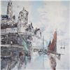 Image 2 : Christophe Charpides, Original Oil on Canvas, Normandy Harbor, Signed