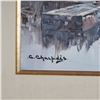 Image 4 : Christophe Charpides, Original Oil on Canvas, Normandy Harbor, Signed