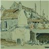 Image 2 : Original Ink and Watercolor, Village Scene, Signed