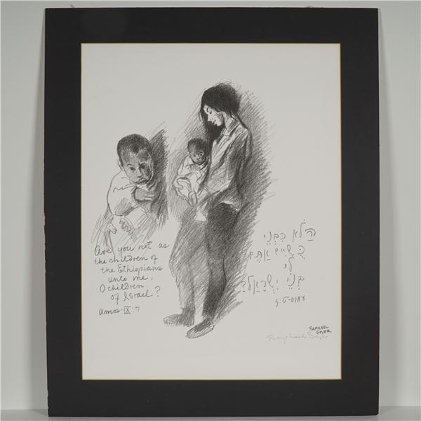 Raphael Soyer, Lithograph on Paper, Woman and Child - Signed