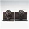 Image 2 : Pair of Metal Bookends, Indian Chief