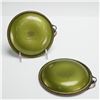 Image 2 : Pair of Evans Hand Enameled Ring/Coin Dishes with Braided Leaf Design