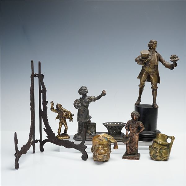 7pc Collection of Bronze and Brass Figurines and Accessories