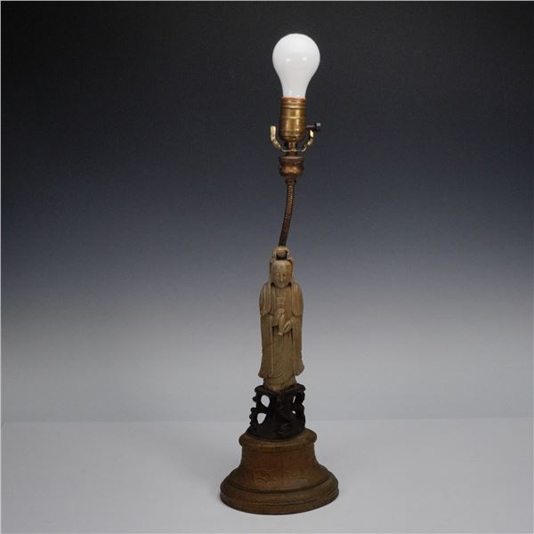 Chinese Soapstone Figural Table Lamp