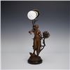 Image 1 : Figural Bronze-Tone Table Lamp with Floral Sockets on Marble Base