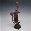 Image 3 : Figural Bronze-Tone Table Lamp with Floral Sockets on Marble Base