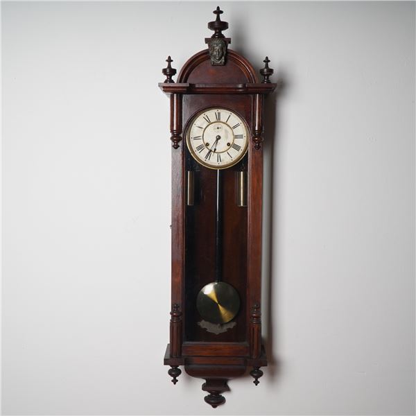Ansonia Clock Co. Victorian Figural Crest Wall Regulator