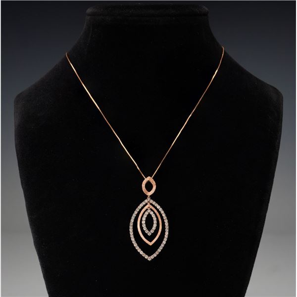 14K Rose Gold 1.02ctw Champagne Diamond Pendant Necklace